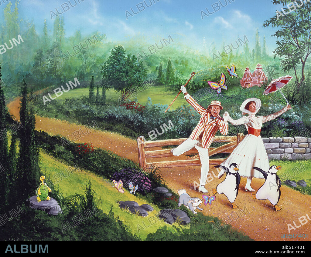 DICK VAN DYKE und JULIE ANDREWS in MARY POPPINS, 1964, unter der Regie von ROBERT STEVENSON. Copyright WALT DISNEY PRODUCTIONS.