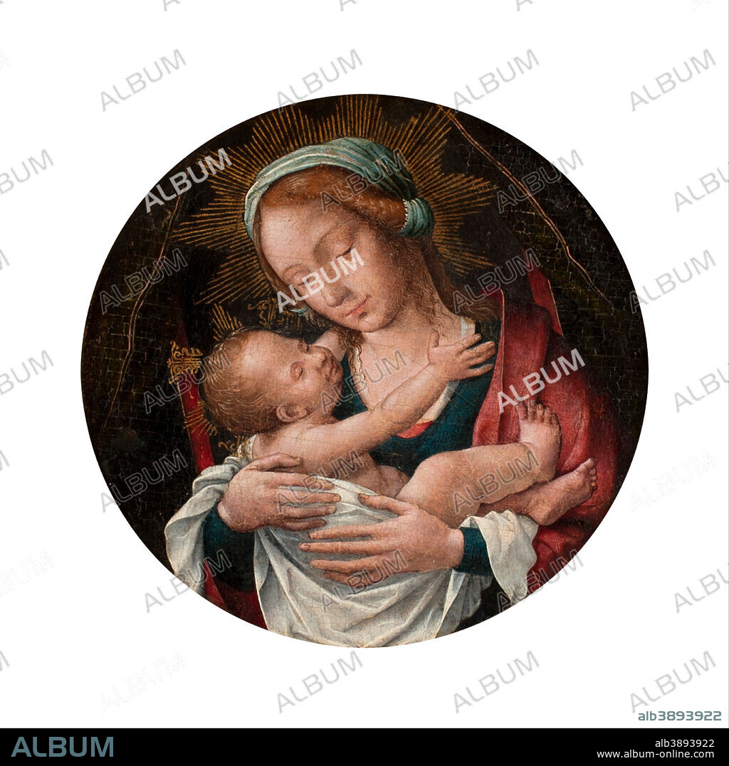 FREI CARLOS. Virgen María con el Niño Jesús / Madonna and Child. Date/Period: Ca. 1520-1530. Painting. Oil on canvas. Height: 56 cm (22 in); Width: 67 cm (26.3 in).