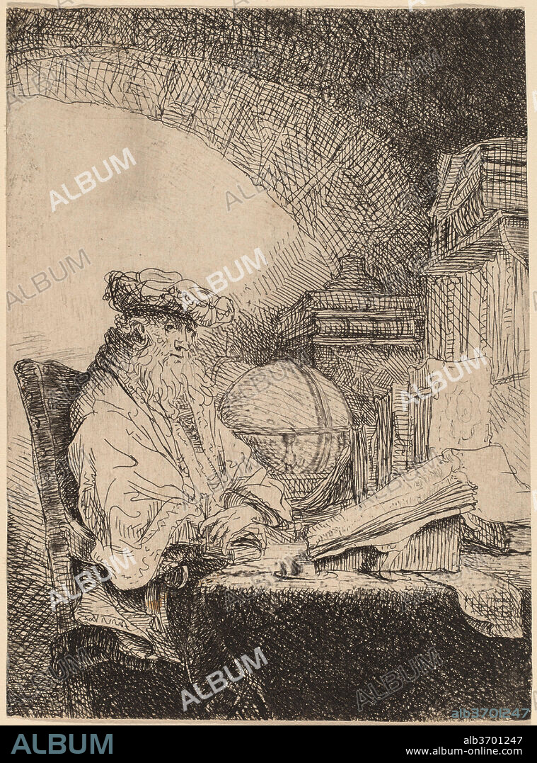 FERDINAND BOL. The Astrologer. Dimensions: sheet (trimmed to plate mark): 12.6 x 9.3 cm (4 15/16 x 3 11/16 in.). Medium: etching.