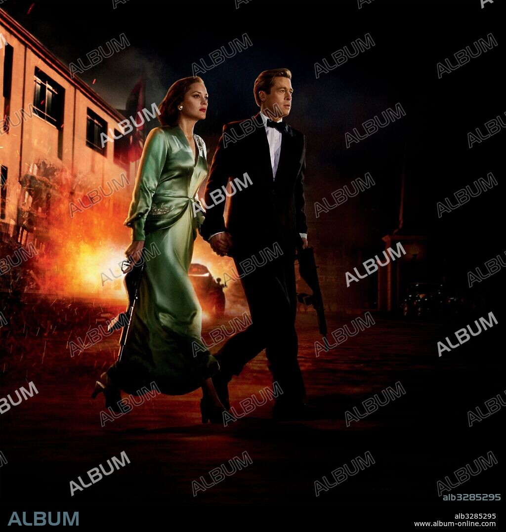 BRAD PITT y MARION COTILLARD en ALIADOS, 2016 (ALLIED), dirigida por DON BURGESS y ROBERT ZEMECKIS. Copyright GK FILMS/PARAMOUNT PICTURES.