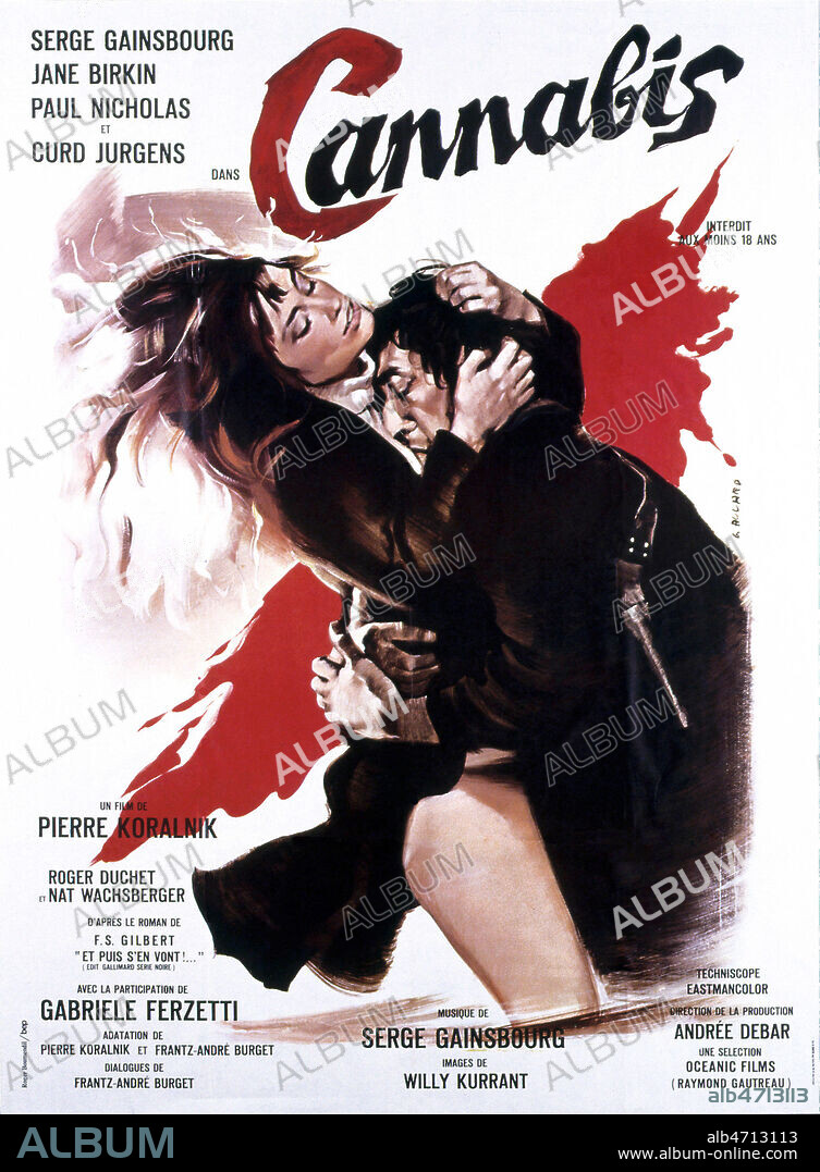 Affiche du film 'Cannabis' realise en 1969 par Pierre KORALNIK (ne en 1938) avec Serge GAINSBOURG (1928-1991) et Jane BIRKIN (nee en 1946). Credit : Coll. Perron/KHARBINE-TAPABOR.