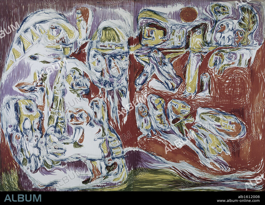 ASGER JORN. Untitled by Asger Oluf Jorn, lithograph.