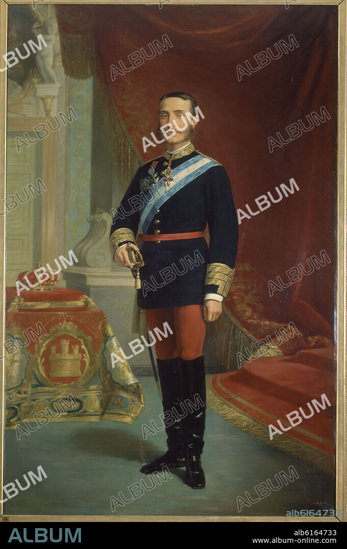 JOSE MARIA GALVAN CANDELA (1837-1899). RETRATO DE ALFONSO XII  REY ESPAÑA (1857-1885) - SIGLO XIX - L 2,30 x 1,42 - Nº INVENTARIO 76 -.