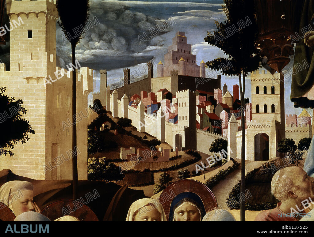 GUIDO DI PIETRO (1400/1455) FRA ANGELICO O FRAY AN. DEPOSICION DE CRISTO-PAISAJE DE FLORENCIA.