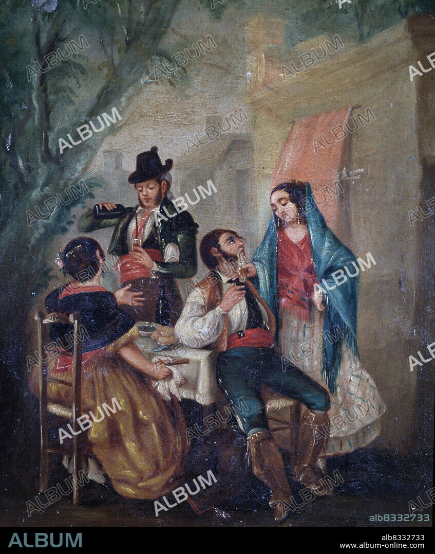JUAN RODRÍGUEZ JIMÉNEZ. PANADERO , EL. JUAN RODRIGUEZ. PINTOR ESPAÑOL . JEREZ DE LA FRONTERA . 1765 - 1830. " PUERTA DE TABERNA " , OLEO SOBRE LIENZO. MUSEO CASA DE LOS TIROS . GRANADA.