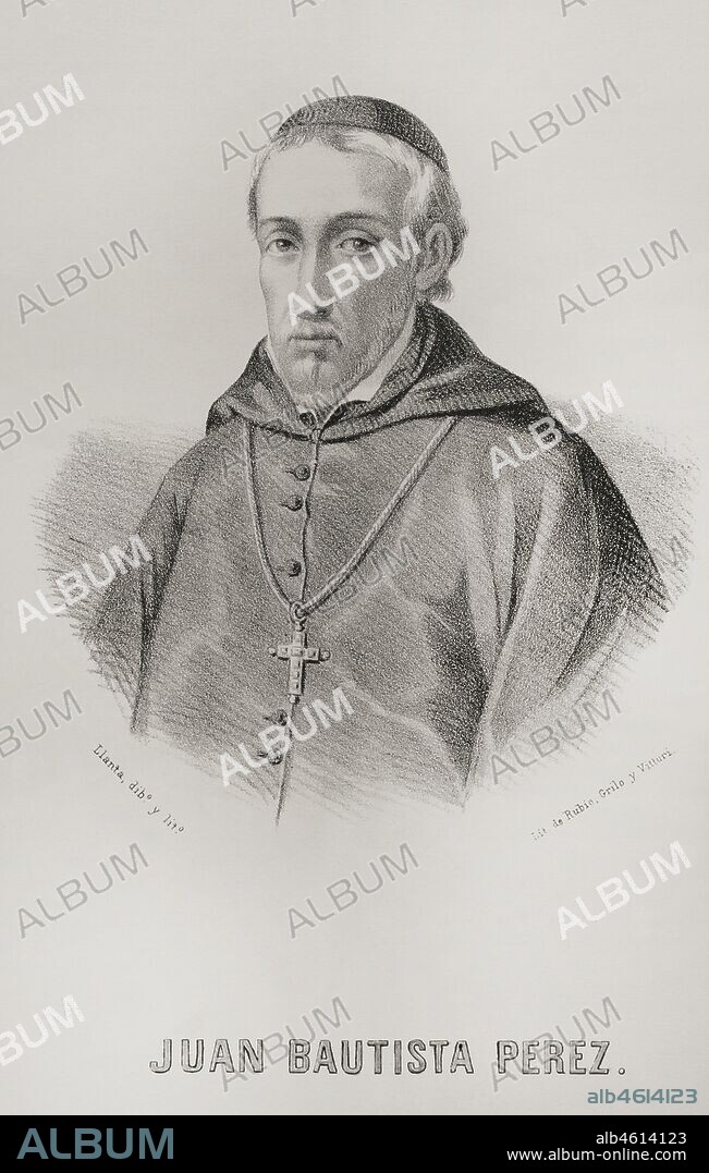 Juan Bautista Pérez Rubert (h.1537-1597). Religioso español. Obispo de Segorbe. Ilustración por Llanta. Litografía. Crónica General de España. Historia Ilustrada y Descriptiva de sus Provincias. Tomo Valencia,1867.