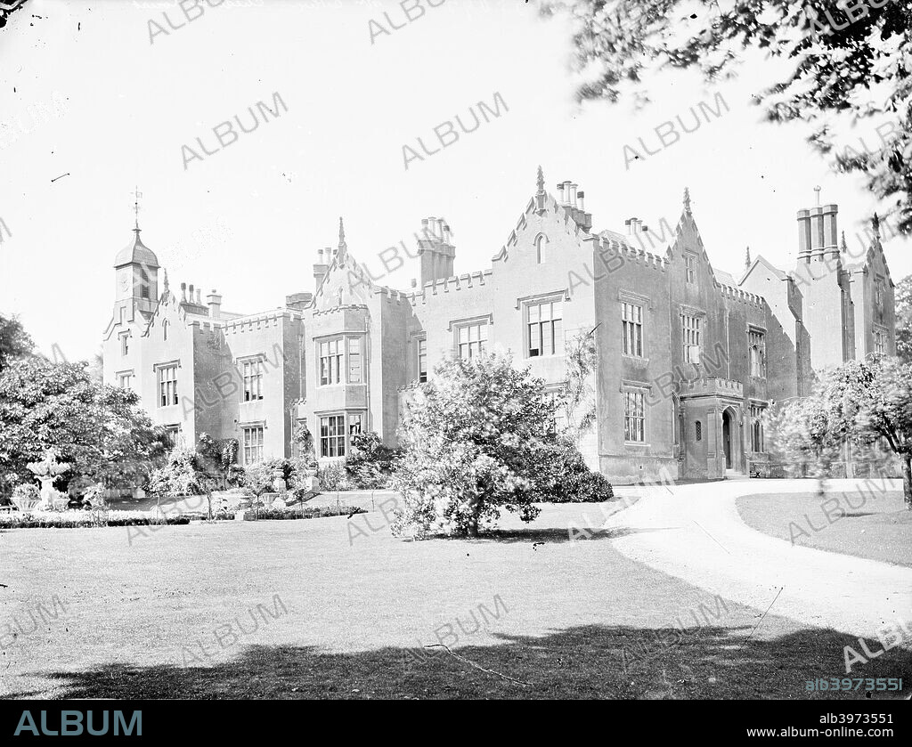 Chequers Court, Ellesborough, Buckinghamshire, c1860-c1922. The exterior of the building, the country seat of the British Prime Ministers, taken from the gardens. The house was originally built in the 16th centuryand has since undergone many alterations, including the removal of the bell turret in 1909-10.