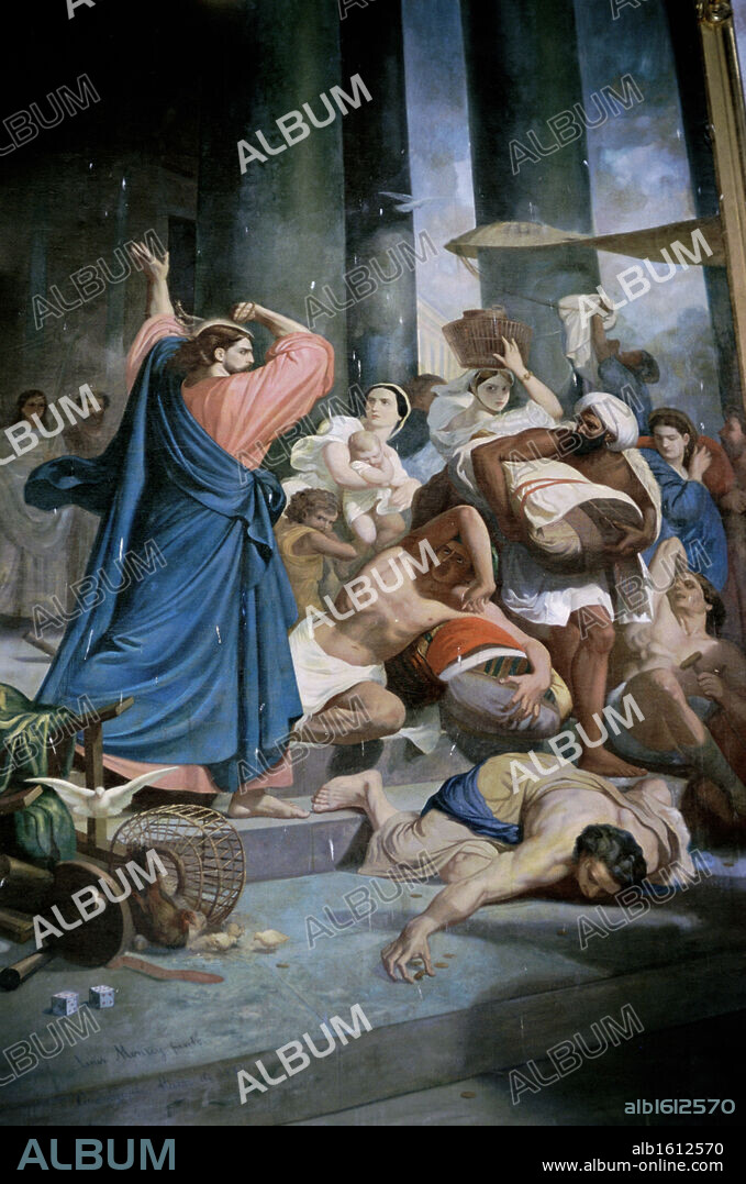 Jesus Driving the Money Changers from the Temple  Artist Unknown.