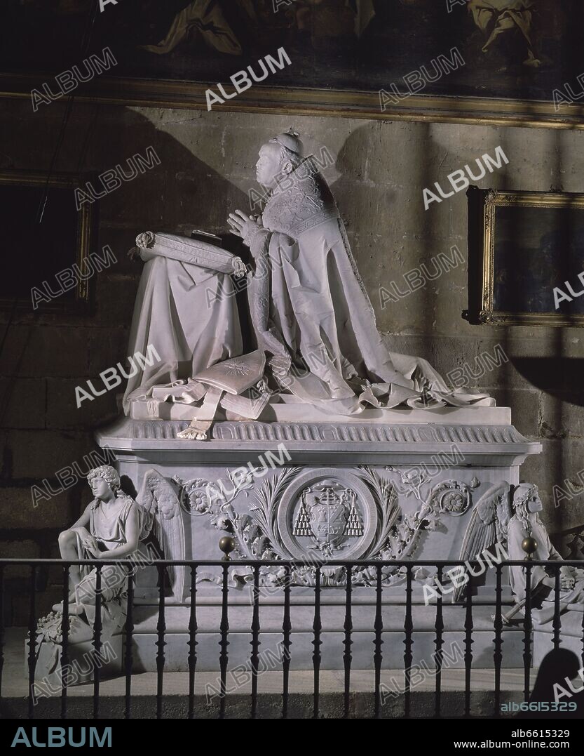 RICARDO BELLVER Y RAMON. SEPULCRO DEL CARDENAL DE LA LASTRA SITUADO EN LA CAPILLA DEL CRISTO DE MARACAIBO - 1880 - MARMOL.