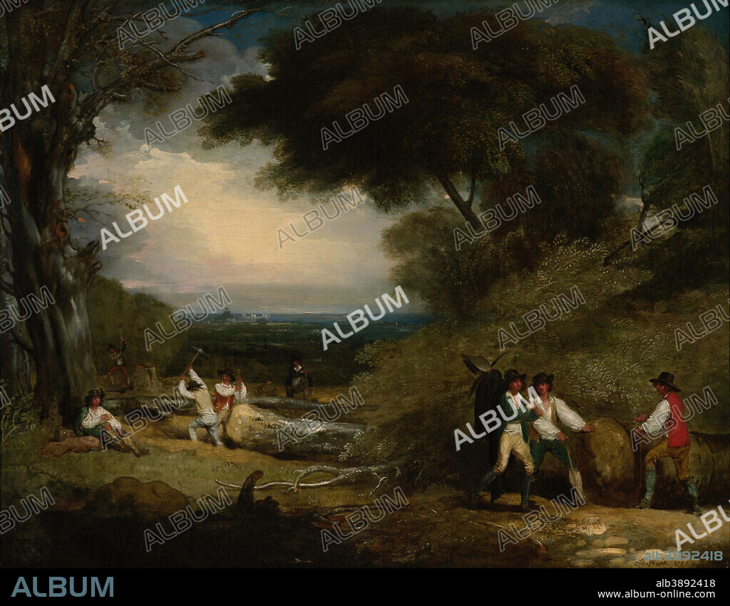 BENJAMIN WEST. Woodcutters in Windsor Park. Date/Period: 1795. Oil paintings. Oil on canvas. Height: 67.3 cm (26.4 in); Width: 88.9 cm (35 in).