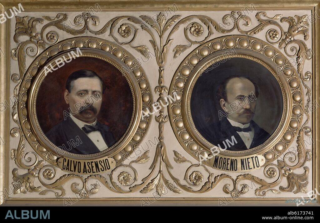 AVILA TIBERIO / INIESTA PEDRO. SALON DE CONFERENCIAS - MEDALLON - PEDRO CALVO ASENSIO Y JOSE MORENO NIETO - 1886.