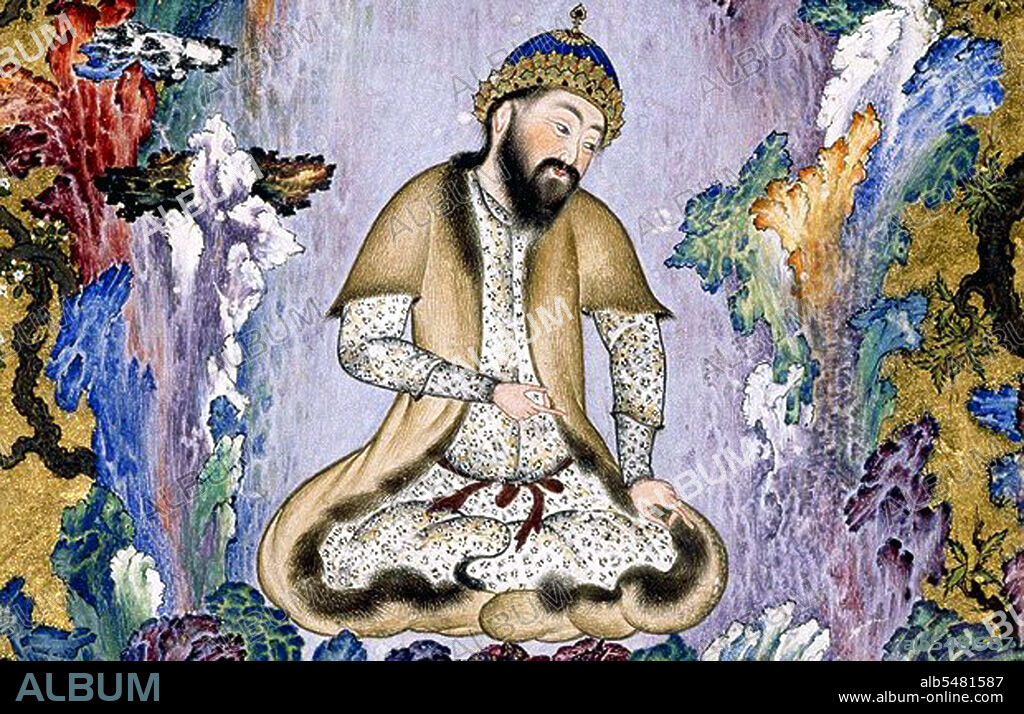 Gayumarth (sometimes Gayumars), first Shah of Iran, is enthroned among his courtiers clad in leopard skins at the opening of the Shahnama-yi Shahi (The King's Book of Kings). This miniature was probably painted by the court painter Sultan Mohammed, and is considered by some to be the most beautiful image in all Persian art. The picture was painted at the request of Shah Tahmasp. The work was presented by the Safavid ruler to the Ottoman sultan Selim II in 1568.