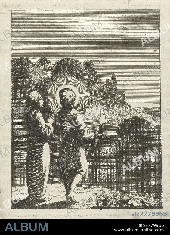 Christ illuminates darkness with a torch for the personified soul Jesus illuminates darkness with a torch for the Soul, Christ and the Soul, darkness, Jan Luyken, Amsterdam, 1678 - 1687, paper, letterpress printing, h 92 mm × w 71 mm.