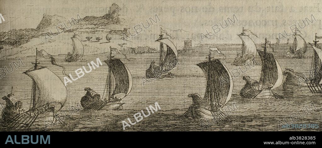 History by Polybius. Volume V, 1729. French edition translated from Greek by Dom Vincent Thuillier. Comments of Military Science enriched with critical and historical notes by M. De Folard. Paris, chez Pierre Gandouin, Julien-Michel Gandouin, Pierre-Francois Giffart and Nicolas-Pierre Armand. Engraving at the beginning of the Fourth Book, first chapter. Social War (220-217 BC). Compilation of the previous book. The war of Philip V of Macedon against Aetolia and Laconia. Reasons for the war.