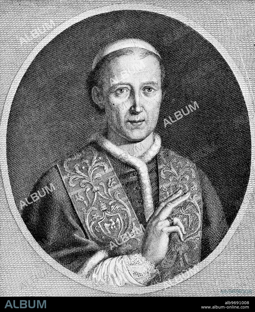1001321 ( 1000 ) Leo XII. , Papst 1823 - 1829 , urspÃnglicher Name Annibale della Genga , geboren 1760 bei Spoleto , Nuntius in KÃ¶ln , Kardinal und Bischof von Senigallia. Stichworte : Religion , Christentum , Katholizismus , Glaube , Papst , Papsttum , Kunstgeschichte , Kunsturheberrechte werden nicht vertreten.. Leo XII. , pope 1823 - 1829 , real name Annibale della Genga , born 1760 near Spoleto , nuncio in Cologne , cardinal and bishop of Senigallia . Keywords : religion , Christianity , Catholicism , religious faith , history art , art history , no copyright of art.