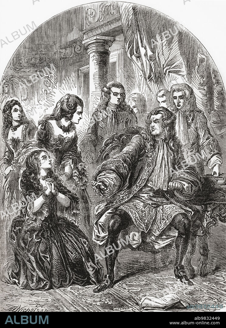 The arrest of Sir William Wyndham, 1715. Sir William Wyndham, 3rd Baronet, c.1688 1740 of Orchard Wyndham in Somerset. English Tory politician and leader of the Jacobites, he was involved in a plan to invade England and place the Old Pretender on the throne during the Jacobite restoration on the death of Queen Anne. From Cassell's Illustrated History of England, published c.1890.
