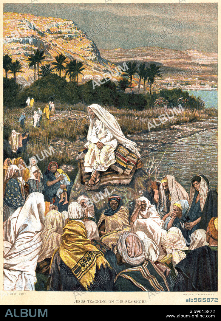 JAMES TISSOT. Jesus teaching on the sea shore, c1890. Bible, New Testament, St Matthew Ch 12. From The Life of our Saviour Jesus Christ by JJ Tissot, c1890.