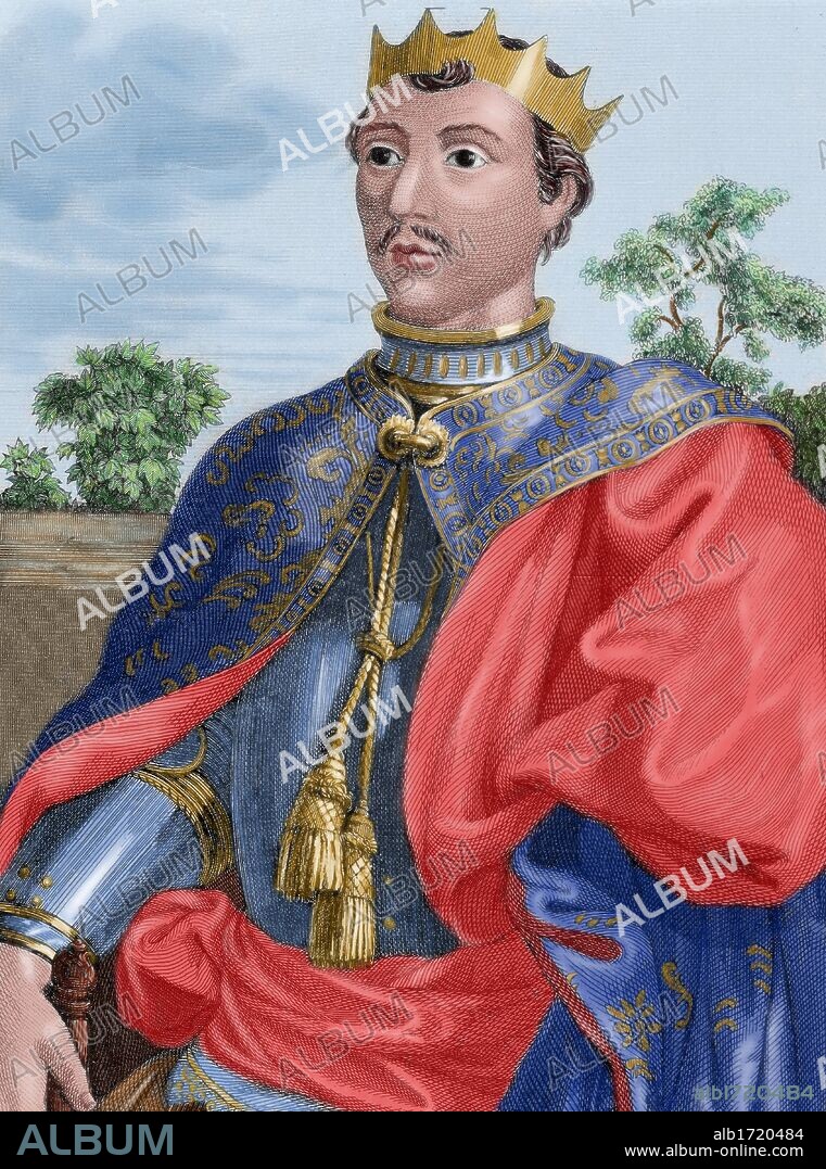 Peter I the Cruel (1334-1369). King of Castile and Leon, son and successor of Alfonso XI. Colored engraving.