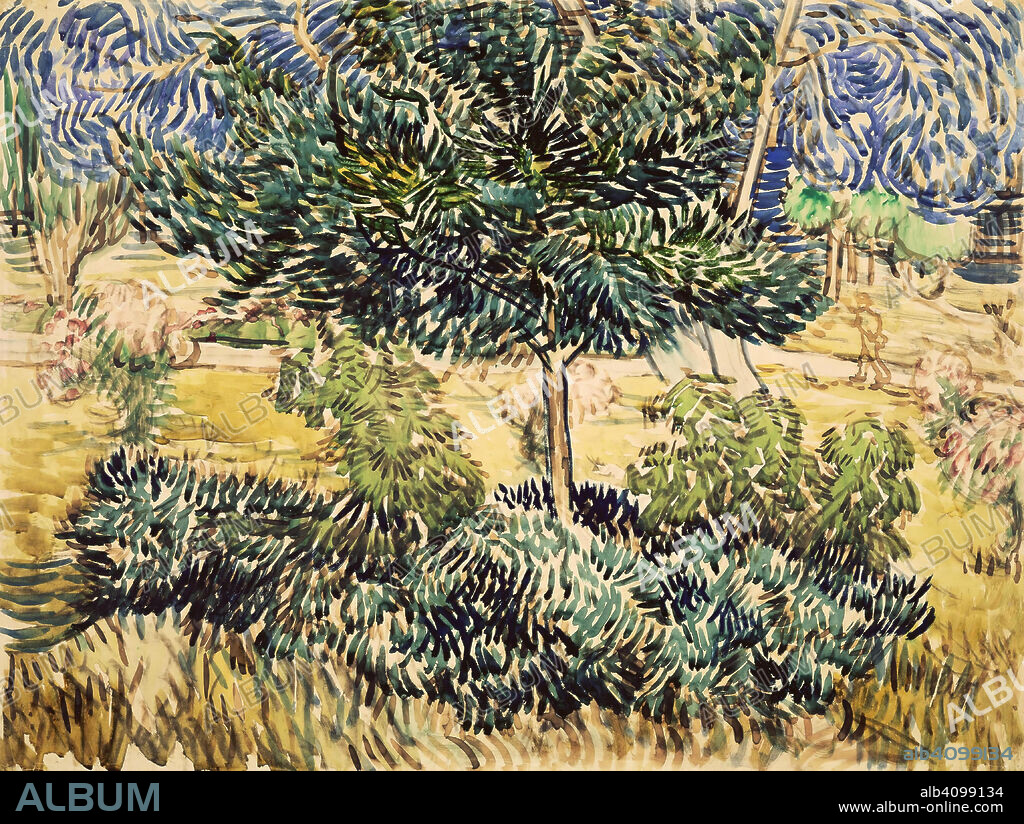 VINCENT VAN GOGH. Tree and Bushes in the Garden of the Asylum. Date: May-June 1889, Saint-Rémy-de-Provence. Dimensions: 46.9 cm x 61.9 cm.