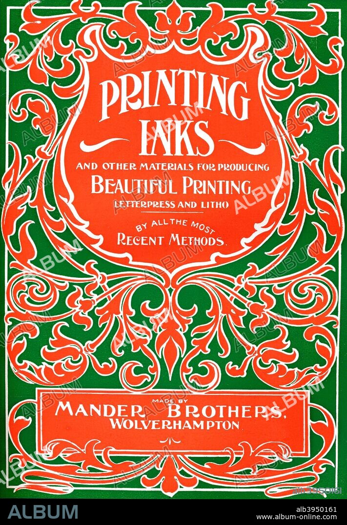'Printing Inks and Other Materials for Producing Beautiful Printing - advert', 1916. Print made with Mander Brothers' inks. From The British Printer Vol. XXIX. [Raithby, Lawrence & Co., Ltd, London and Leicester, 1916].