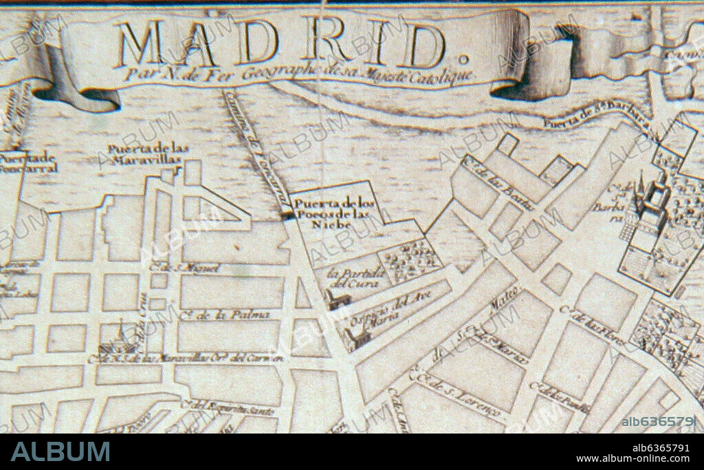 FER N. DE. PLANO DE LA VILLA DE MADRID 1700, DETALLE PUERTA DE LOS POZOS DE LA NIEVE O PUERTA NORTE.