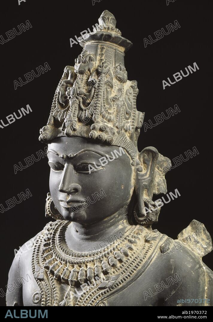 Vishnu, blue shale statue from Gwalior, Mahya Pradesh, India. Detail. Indian Civilisation, 11th-12th century.