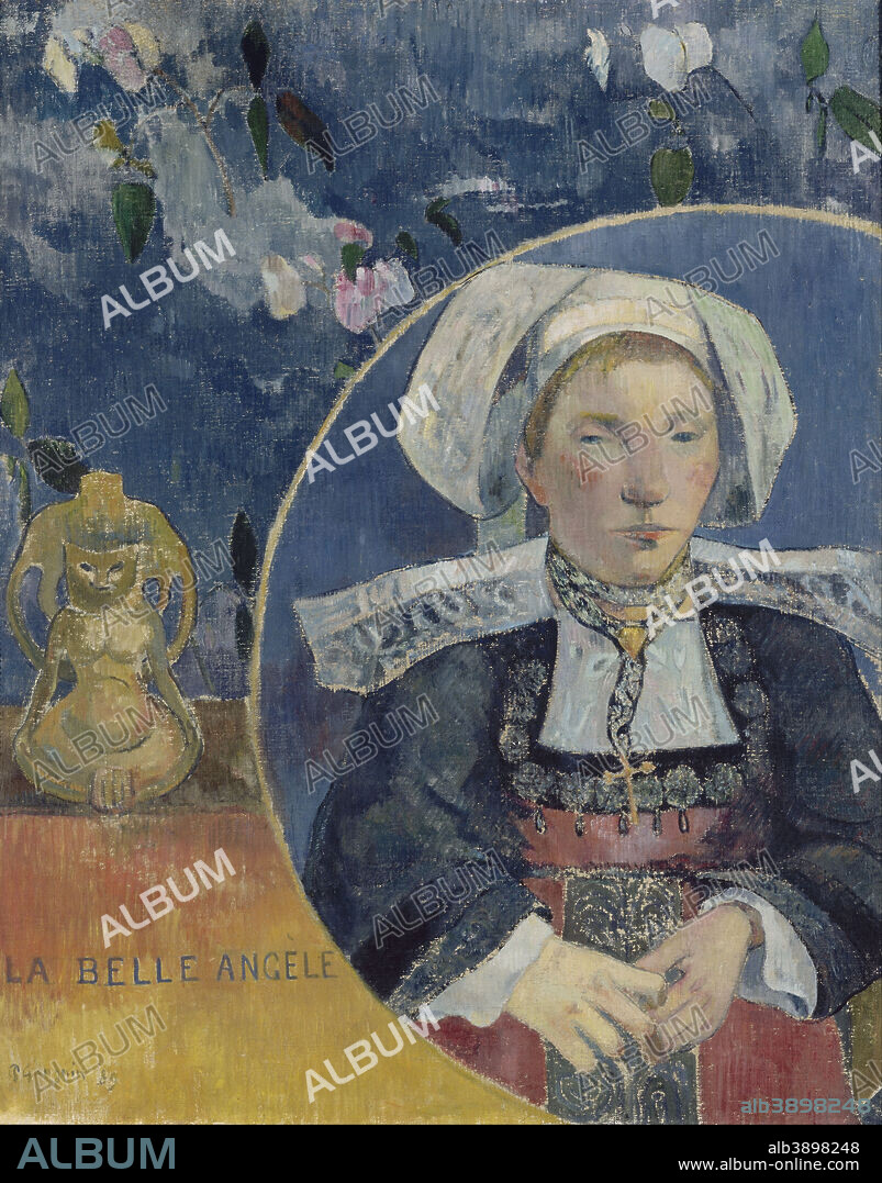 PAUL GAUGUIN. La belle Angèle / The Beautiful Angèle. Date/Period: 1889. Painting. Oil on canvas. Height: 92 cm (36.2 in); Width: 73.2 cm (28.8 in).