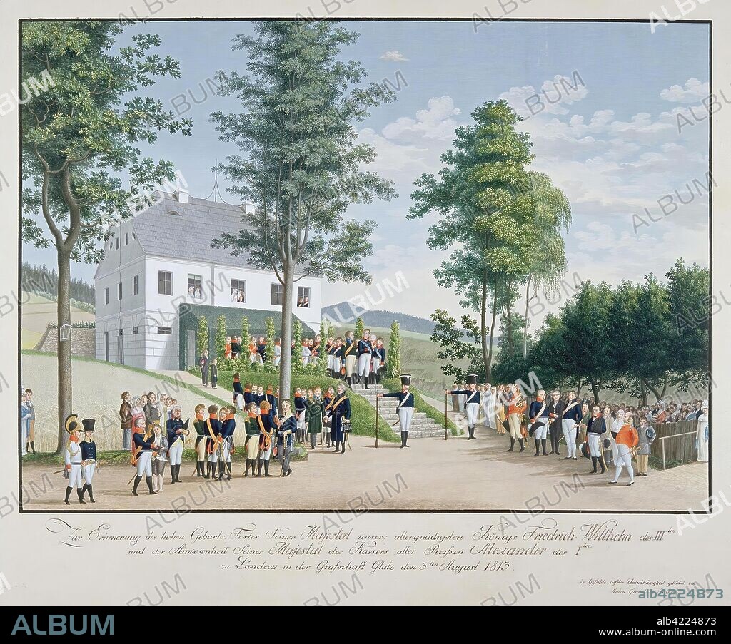 ANTON GROND. '"The Meeting of Alexander I and Friedrich Wilhelm III at Landeck (Silesia) on 3 August 1813"'. Germany, 1813-1814. Dimensions: 47,3x59,2 cm.