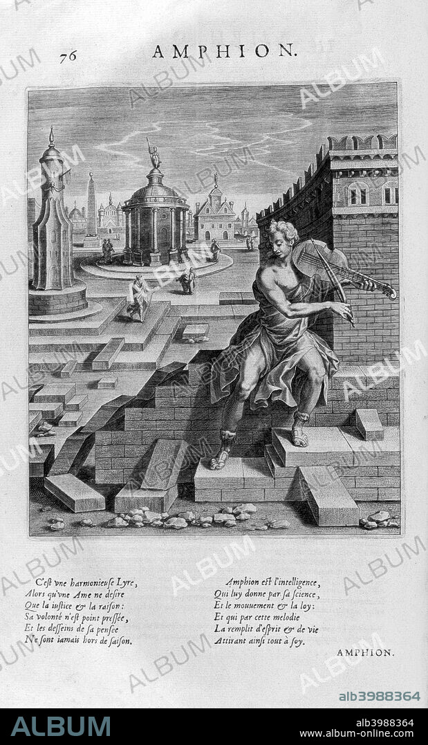 'Amphion', 1615. Amphion and Zethus (also Zethos), in ancient Greek mythology, were the twin sons of Zeus by Antiope. They are important characters in one of the two founding myths of the city of Thebes, as they constructed the city's walls.