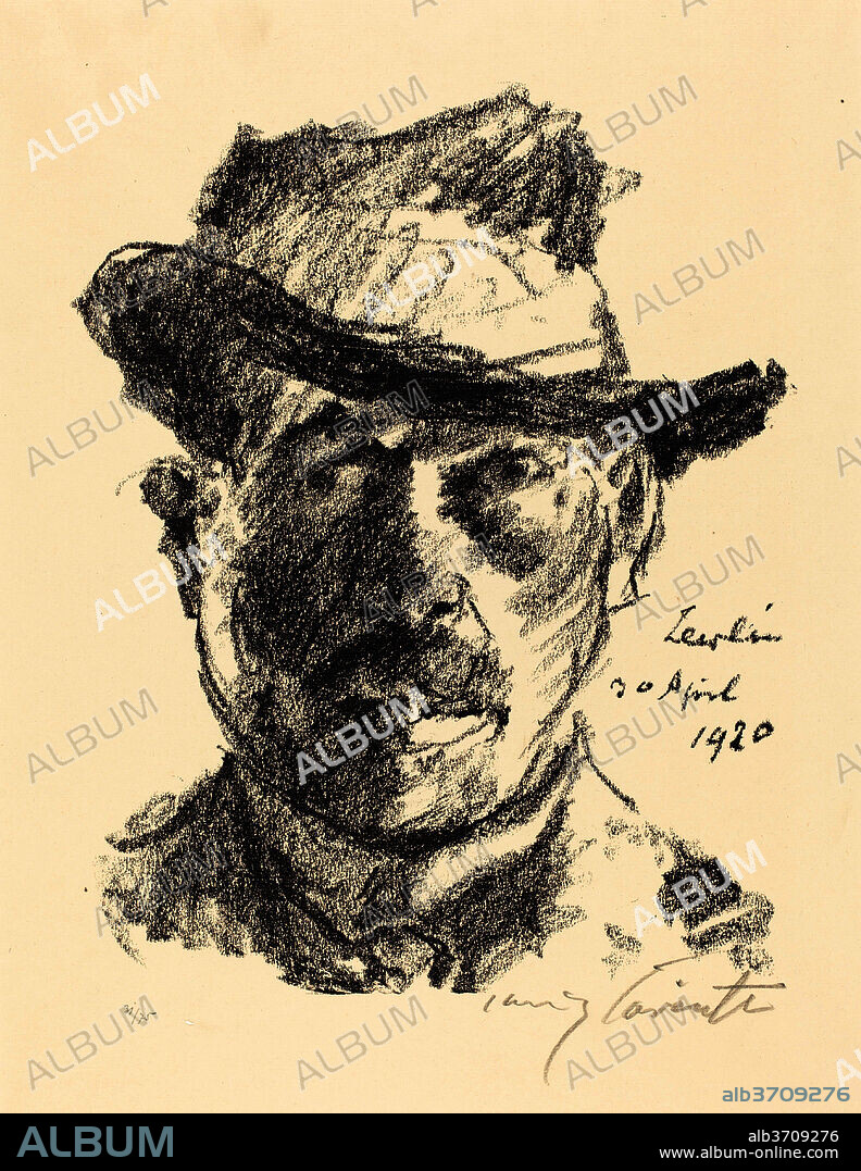 LOVIS CORINTH. Self-Portrait (Selbstbildnis). Dated: 1920. Dimensions: image: 31.5 x 25 cm (12 3/8 x 9 13/16 in.)  sheet: 51.6 x 39 cm (20 5/16 x 15 3/8 in.). Medium: lithograph.