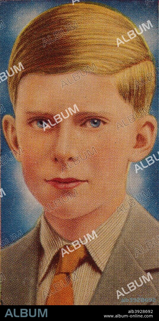 The Honourable Gerald Lascelles, 1935. The younger son of Henry Lascelles, 6th Earl of Harewood, and Mary, Princess Royal. Ardath cigarette card, from a series of 50 commemorating the Silver Jubilee of King George V, 1935.