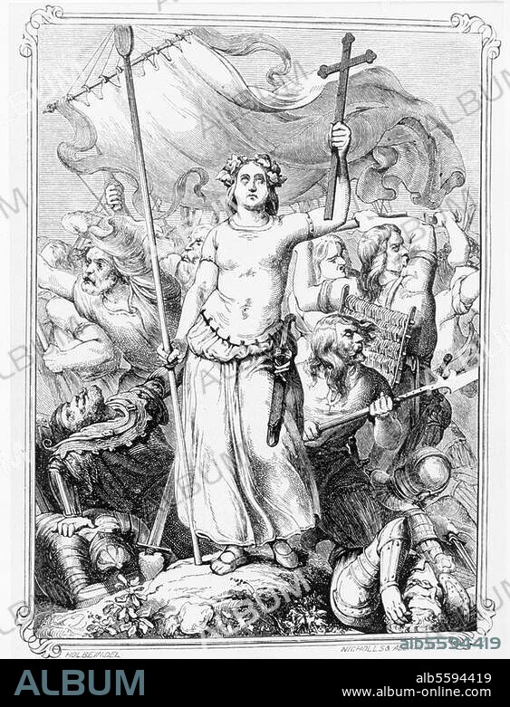 Schlacht bei Hemmingstedt, 17. Febr. 1500 (Die Dithmarschen siegen über das Ritterheer König Johanns v. Dänemark und Hrzg. Friedrichs v. Schleswig-Holstein). "Dittmarschen-Schlacht bei Hemmingstädt". Holzstich nach Eduard Holbein (1807-75). Aus: E.Duller, Gesch. des dt. Volkes, Bd. 1, 3. Aufl. Berlin (Gebr. Paetel) 1872. Berlin, Sammlung Archiv für Kunst und Geschichte.