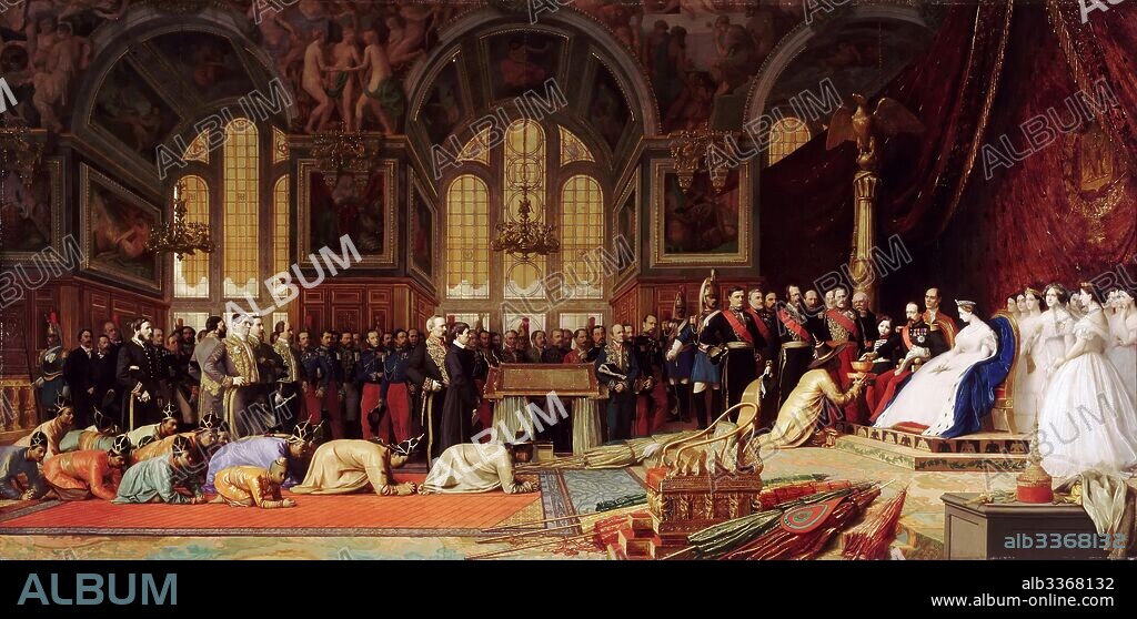 JEAN LEON GEROME. Reception of the Ambassadors of Siam by Napoleon III at the Palace of Fontainebleau on June 27, 1861.