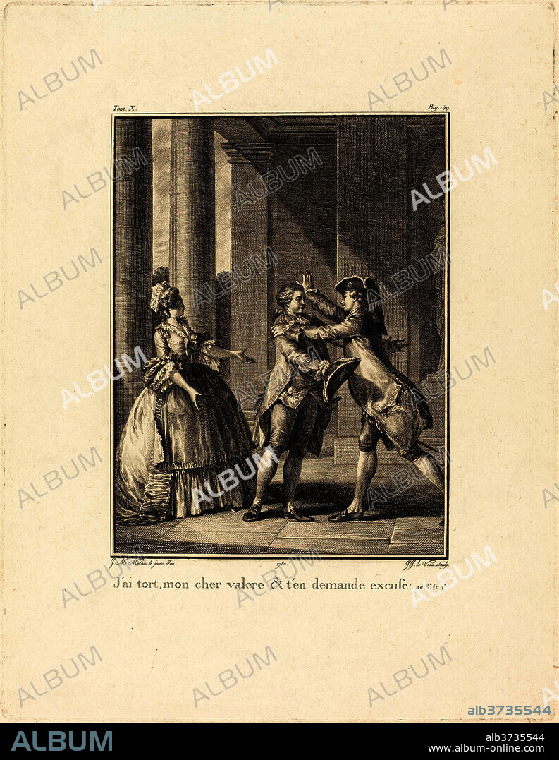 JEAN JACQUES LE VEAU AFTER JEAN-MICHEL MOREAU. J'ai tort, mon cher Valère, et t'en demande excuse. Dated: 1782. Medium: etching and engraving.