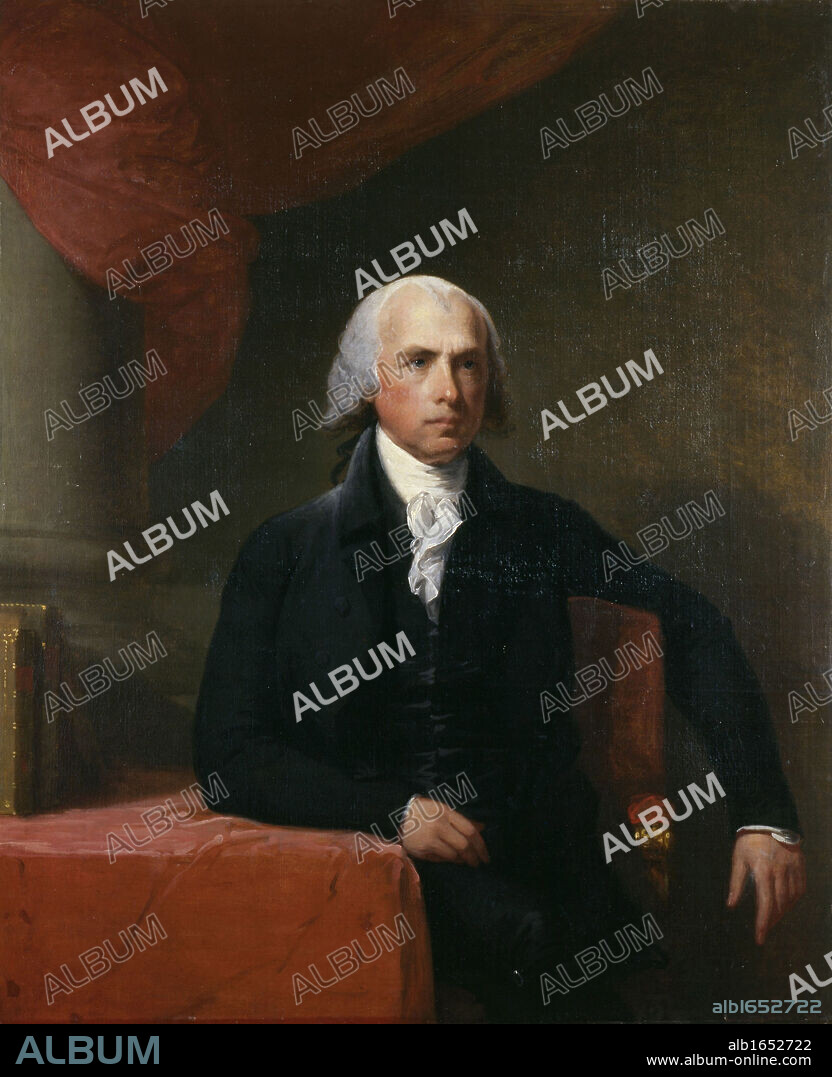 James Madison (1751-1936)  American politician and political philosopher, Fourth President of the United States 1809-1817. Portrait by Gilbert Stuart (1754-1828), 1805-1807.