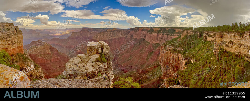 A large storm rolling into Grand Canyon near Grandview Point during the 2022 Monsoon season, Grand Canyon National Park, UNESCO World Heritage Site, Arizona, United States of America, North America.