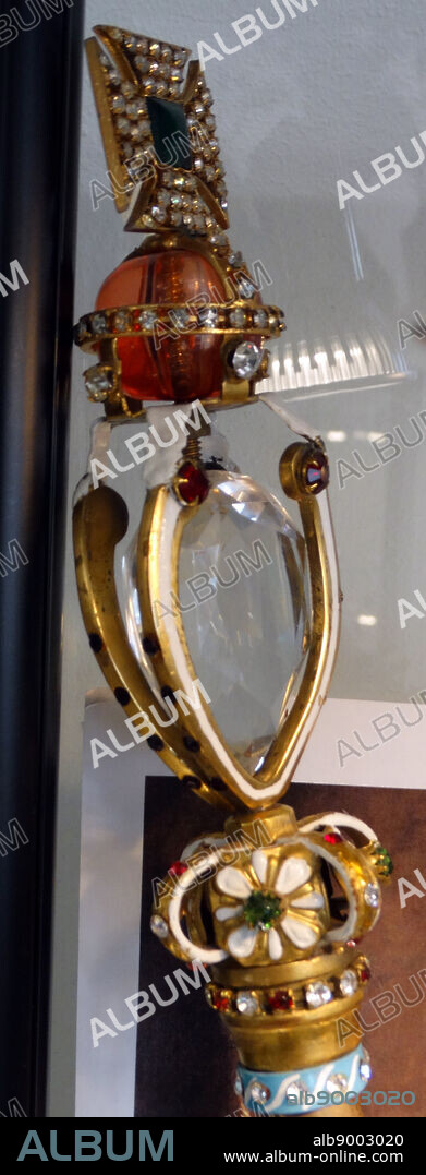 The Sceptre with the Cross, also known as the St Edward's Sceptre, the Sovereign's Sceptre or the Royal Sceptre, is a sceptre of the British Crown Jewels. It was originally made for the coronation of King Charles II in 1661. In 1905, it was redesigned after the discovery of the Cullinan Diamond. Now, the Sceptre with the Cross includes the second largest diamond in the world, the Cullinan I, or the Great Star of Africa, which weighs over 530 carats (106 g). Dated 17th Century.