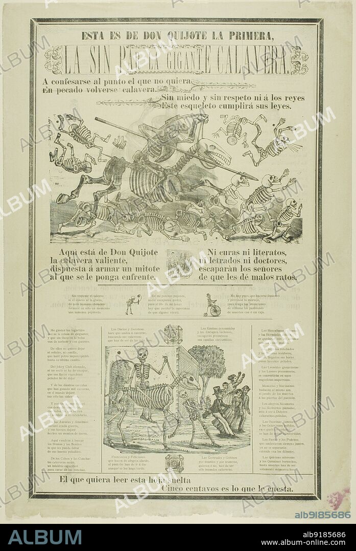 JOSE GUADALUPE POSADA. This is Don Quixote's, the First, the Matchless, the Giant Calavera, n.d.