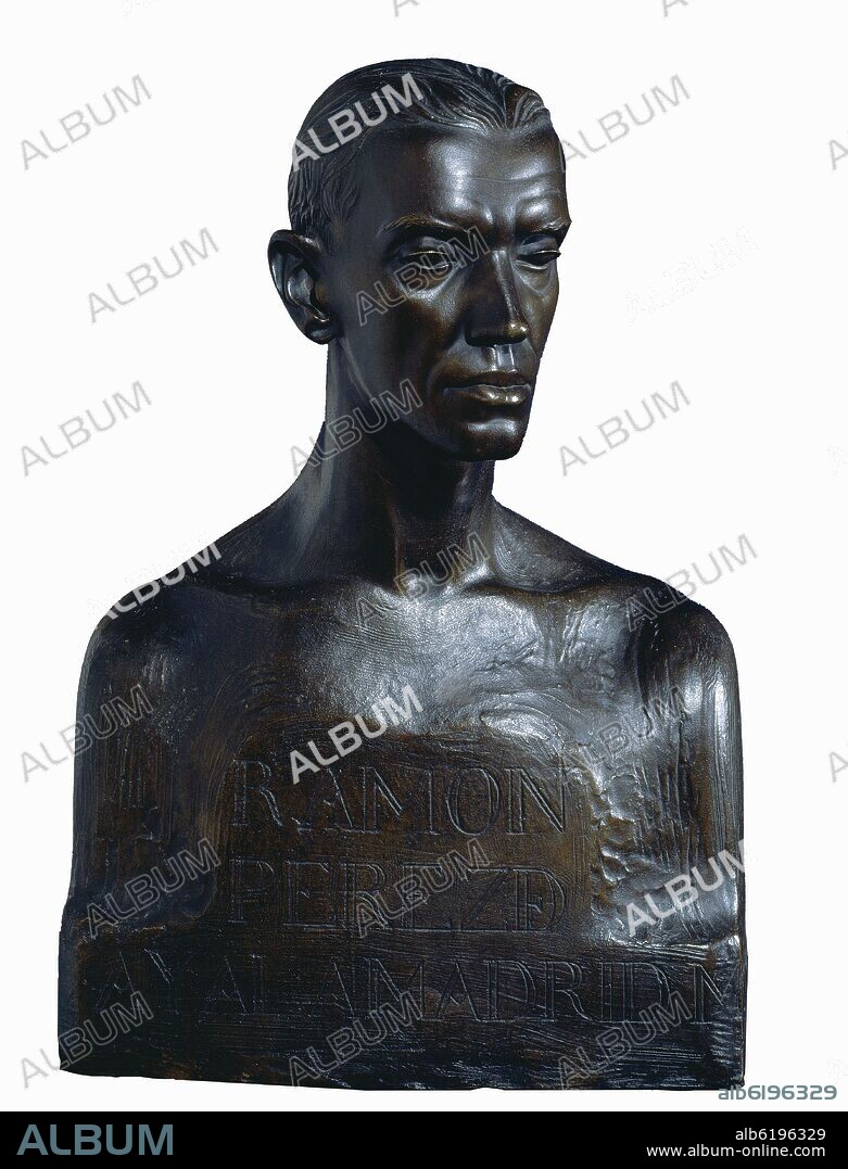 JUAN CRISTOBAL (1897-1961). RETRATO DE RAMON PEREZ DE AYALA (1888-1962) ESCRITOR Y PERIODISTA ESPAÑOL DE LA GENERACION DE 1914 - ESCULTURA EN BRONCE - SIGLO XX.