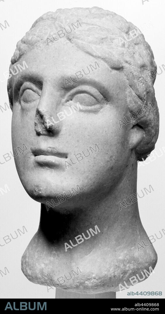 Head of a Ptolemaic Queen (?), Unknown, Alexandria, Egypt, after 2nd century B.C., Asia Minor marble, 18.3 × 10.3 × 11.3 cm (7 3/16 × 4 1/16 × 4 7/16 in.).