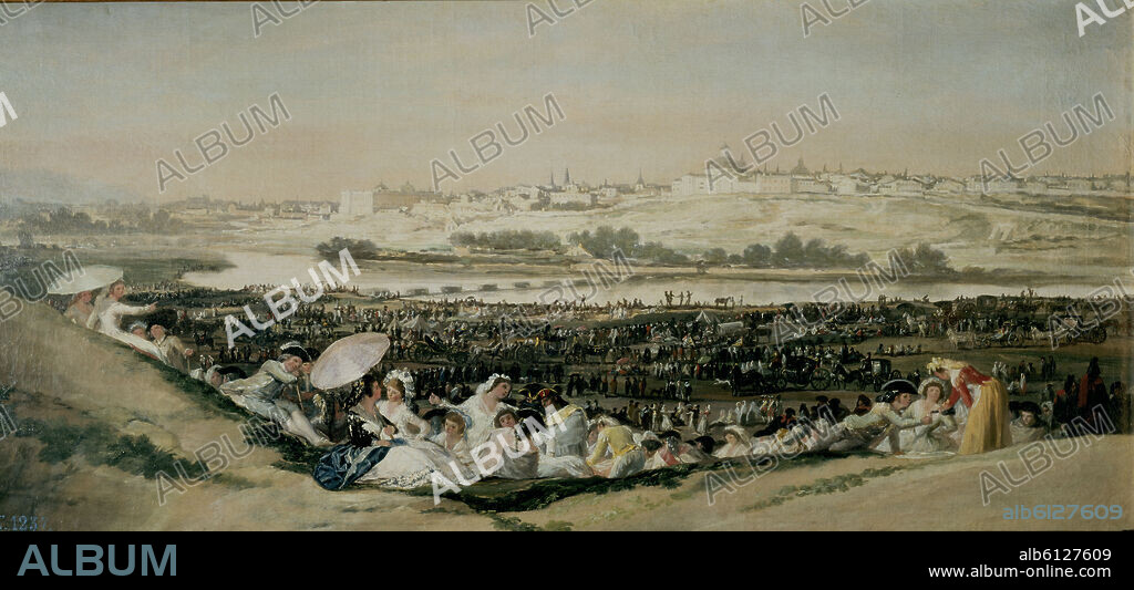 FRANCISCO GOYA Y LUCIENTES DE (1746-1828). PRADERA DE SAN ISIDRO - 1788 - O/L - 42x90 - NP 750   (SIN POLARIZAR) - CARTON PARA TAPIZ.