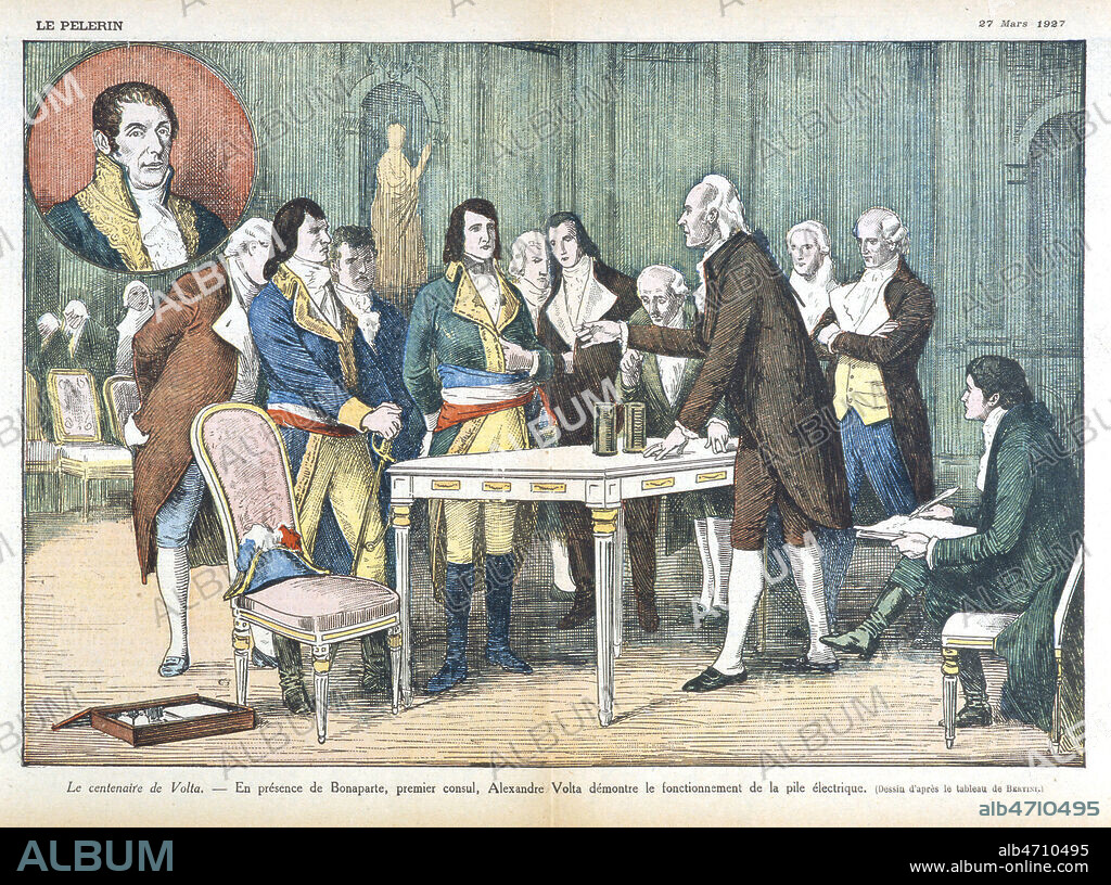 La pile de VOLTA (1745-1827) presentee a Napoleon Bonaparte en 1800. Credit: Collection KHARBINE-TAPABOR.
