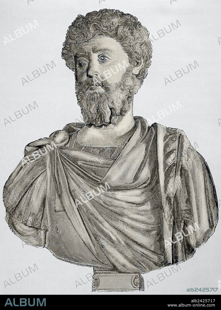 Marcus Aurelius (121-180 AD). Roman Emperor from 161-180. Engraving. Historia Universal, 1881.