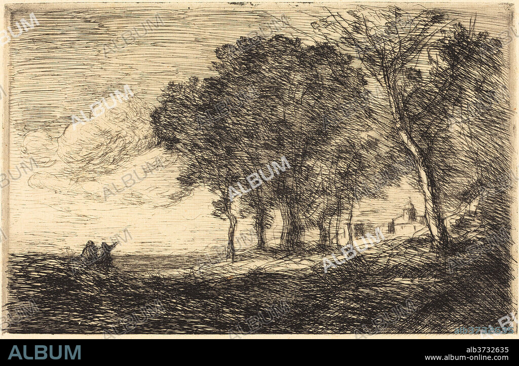 JEAN BAPTISTE CAMILLE COROT. Italian Landscape (Paysage d'Italie). Dated: c. 1865. Medium: etching.