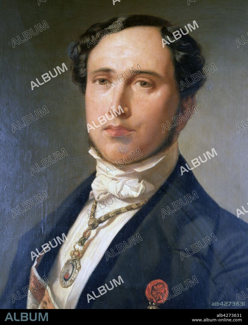 DONOSO CORTES, JUAN ESCRITOR Y POLITICO ESPAÑOL. VALLE DE LA SERENA( BADAJOZ). 1809-1853 OLEO DE GREGORIO ALVAREZ ATENEO DE MADRID.