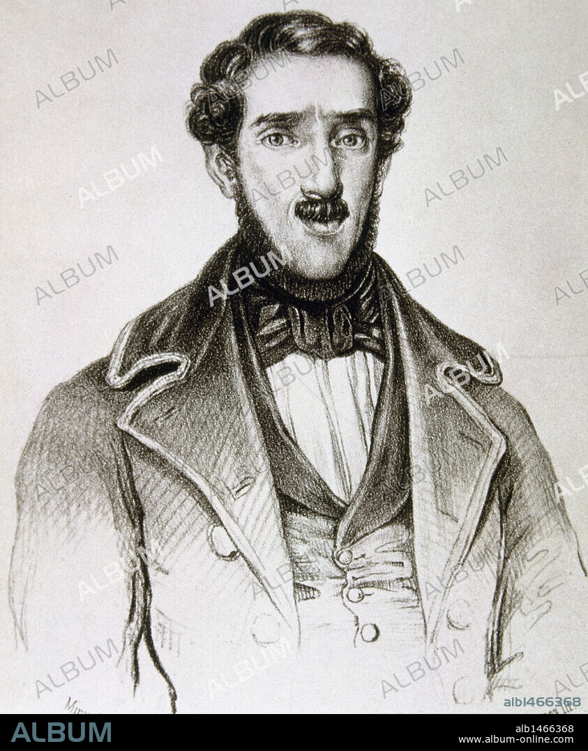 LAFUENTE Y ZAMALLOA, Modesto (Rabanal de los Caballeros,1806-Madrid,1866). Historiador español. Su obra más destacada es "Historia general de España" (1850). Litografía.