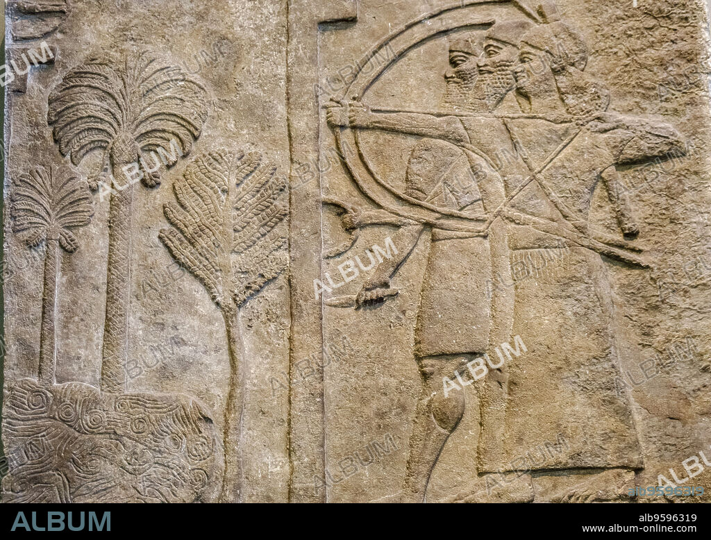 City under siege, Assyrian, 728 BC, from Nimrut central palace, British museum, London, England, Great Britain.