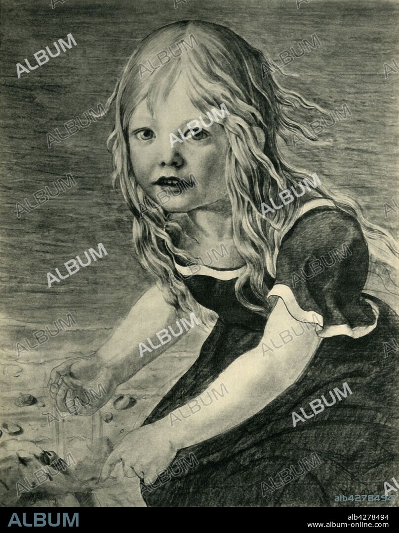 KARL FRIEDRICH SCHINKEL. Portrait of the artist's daughter, Marie, at the coast, 1816, (1943). Drawing in a private collection. From "Europäische Handzeichnungen", (Five Hundred Years of European Drawings), by Bernhard Degenhart. [Atlantis-Verlag Berlin, Zürich, 1943].