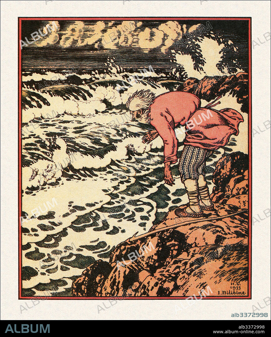 IVAN YAKOVLEVICH BILIBIN. Illustration to the The Tale of the Fisherman and the Fish.