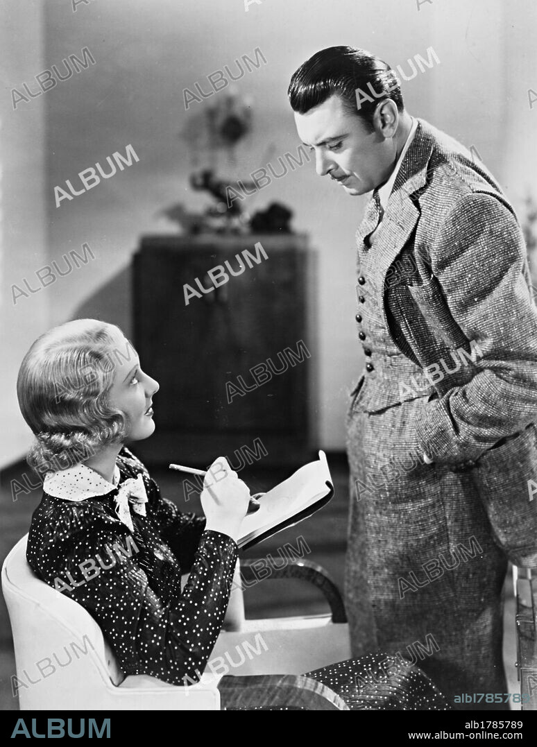 GEORGE BRENT and JEAN ARTHUR in MORE THAN A SECRETARY, 1936, directed by ALFRED E. GREEN. Copyright COLUMBIA PICTURES.